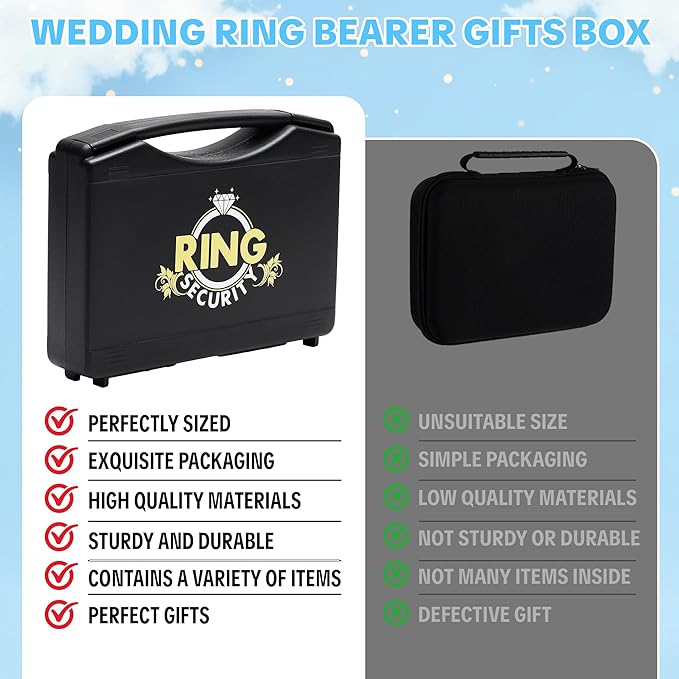 Ring Security Wedding Ring Bearer Briefcase-Padded Slits Holder,Bearer Gifts Security Box for Proposal Ceremony Wedding Day,Special Agent Guard Protector Case for Boys Kids(Pp Suitcase)