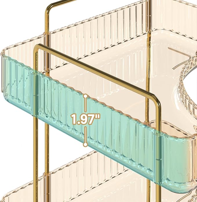 3-Tier Corner Bathroom Counter Organizer, Plastic Bathroom Organizer Countertop, Makeup Organizer for Vanity Perfume Tray Holder for Corner Storage, Amber