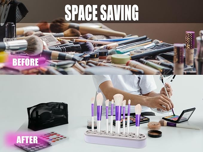 1Pcs Silicone Makeup Brush Holder Stand Light Grey Make Up Brush Organizers Makeup Brushes Holder Organizer for Painting Pen Brushes Nail Clippers Drill Pens Ruler Sewing Craft Tools