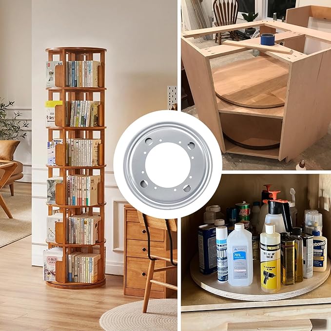 8 Pack 9 Inch Lazy Susan Turntable Bearing Plate, Heavy-Duty Lazy Susan Hardware for Kitchen, Furniture & DIY Projects, 750lbs Capacity?Silver?