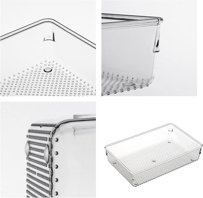 3 Pack Clear Plastic Drawer Organizer Tray Cutlery Utensil Makeups Drawer Silverware Organizers 12" X 6"&12"X3"(9Pack)