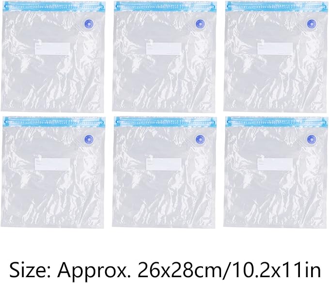 6PCS 26 * 28CM Vacuum Storage Bags Space Saver Sealed Reusable Vacuum Sealed Compressed Space Saver Bags for Food Clothing