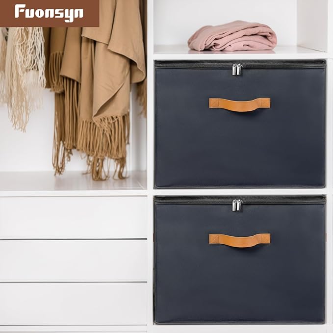 Shoe Organizer for Closet, 2 Pack Shoe Storage Bins with Clear Cover, Foldable and Adjustable Dividers, Fits 16-32 Pairs, Black