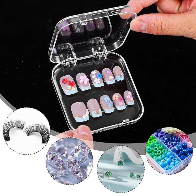 29 PCS Nail Boxes with 4 Pack Tape, Clear Acrylic Nail Display Box for Storage; 1 Large Storage Box with Lid and 24 Art Boxes for Art Home Beauty Salon