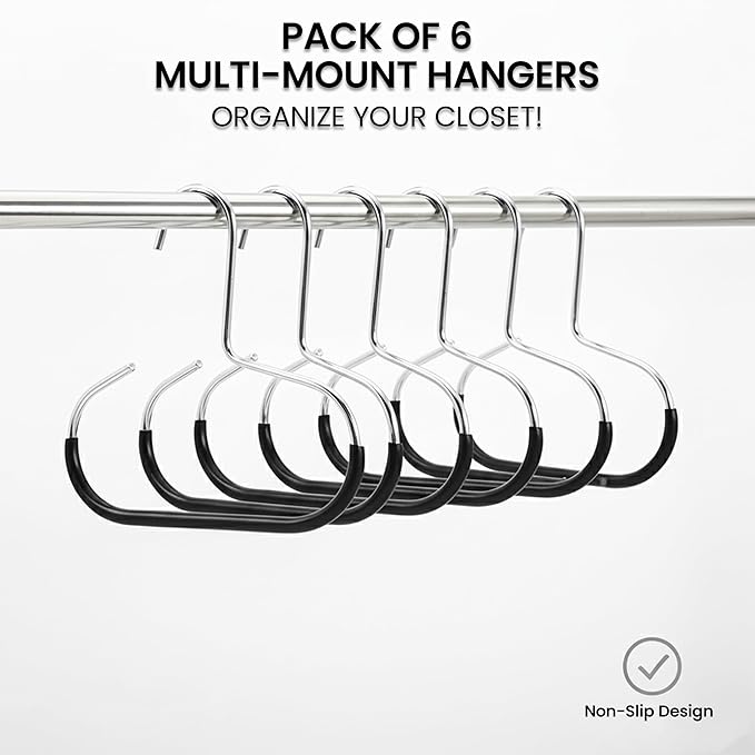 6 Pcs - Hat Hangers for Closet | Multipurpose Cap Hanger for Baseball Caps, Closet Purse Organizers & Belt Organizer | Closet Accessories for Men and Women