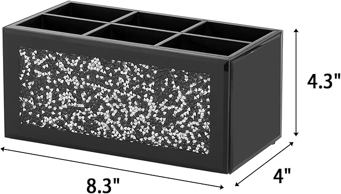 SHYFOY Silverware Holder, Kitchen Utensil Caddy with 6 Compartments, Cutlery Storage Organizer Countertop, Flatware Organizer for Party, Spoon, Fork Holder, Black