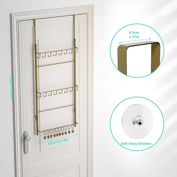 HapiRm Over Door Hat Rack - 3 Tier Wall Mounted Hat Organizer with 16 Hooks and 10 Movable Clips, Baseball Cap Organizer Storage Holds up to 26 Caps for Door, Bedroom, Closet USPTO Patent Pending
