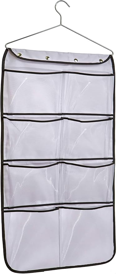 MISSLO Sturdy Hanging Closet Double Sided Bra Stocking Clothes Socks Organizer 15 Large Mesh Pockets, White