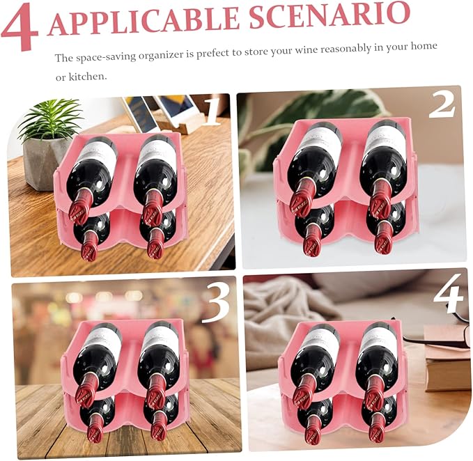 MERRYHAPY 4pcs Stackable Can Holder Drink Organizer for Refrigerator Stylish Storage Rack for Cans and Bottles Space-Saving Design Pink for Home and Pantry Use