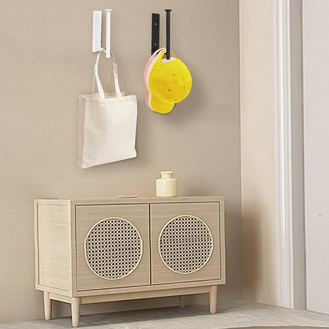 The fashionable carbon steel perforated hat frame is stable and orderly, creating an exclusive space for hats, which is convenient and neat. (white)