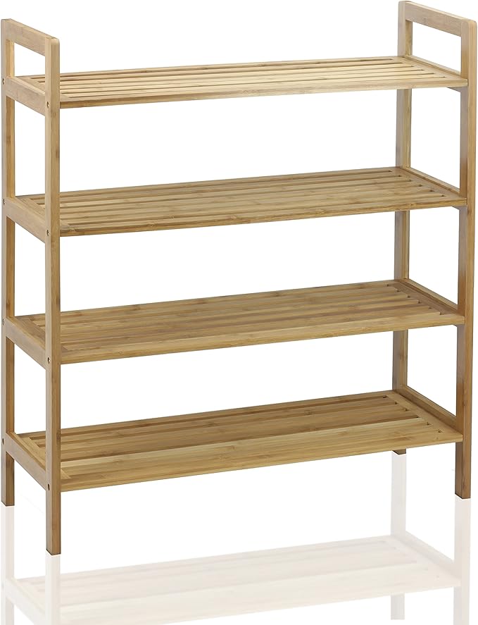 Oceanstar 4-Tier Bamboo, Natural Shoe Rack, Medium
