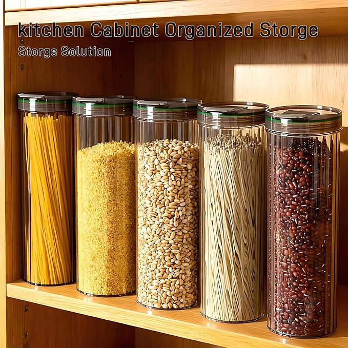 11-Inch Tall Airtight Spaghetti Container - Clear Pasta Holder Organizer for Kitchen Pantry, Fits Full-Length Noodles, Coffee Beans, Rice, Dry Foods (48oz, 2 Pcs)