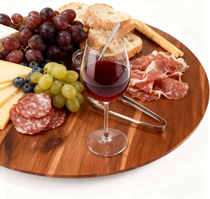18" Acacia Wood Turntable Organizer | Lazy Susan for Table Top, Cabinet or Pantry | Wooden Rotating Tray for Kitchen Countertop, Durable, Easy to Clean, No Assembly Needed