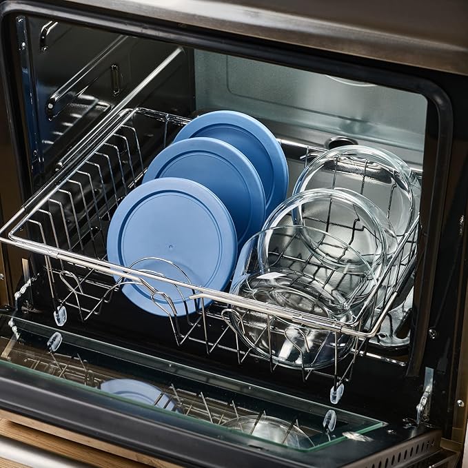 12-Piece Glass Food Storage Containers Set (6 Containers + 6 BPA-Free Lids) | 4-Cup, Leakproof | Microwave, Freezer, Oven & Dishwasher Safe | Ideal for Meal Prep & Pantry Organization, Deep Navy