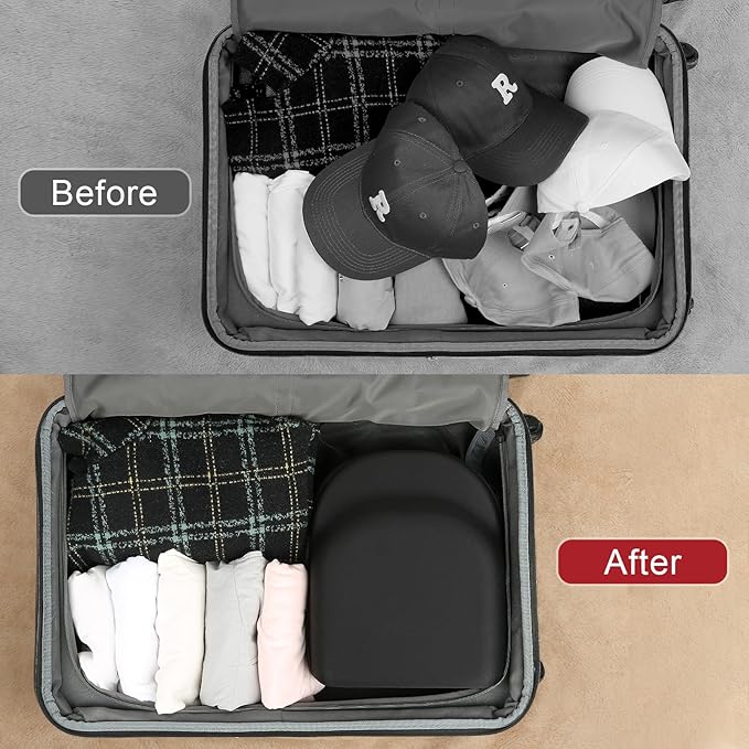 GERMUN Hard baseball hat case, Hat Carrier Travel Case with Adjustable Shoulder Strap, Hat cap case for 6 Baseball Caps - Perfect for Traveling & At-Home Storage (Black with Purple)