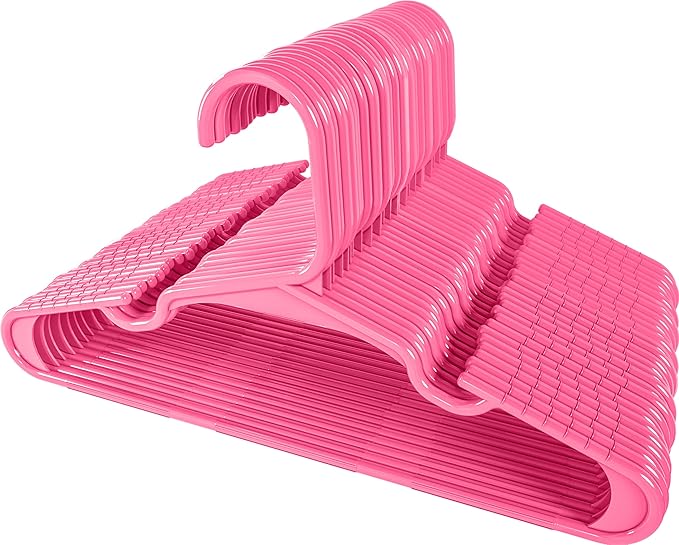 Utopia Home 60 Pack Kids Hangers - 11.5 Inch Plastic Baby Hangers for Closet - Childrens Hanger for Clothes & Infant Hanger for Closet - for Everyday Standard Use (Pink)
