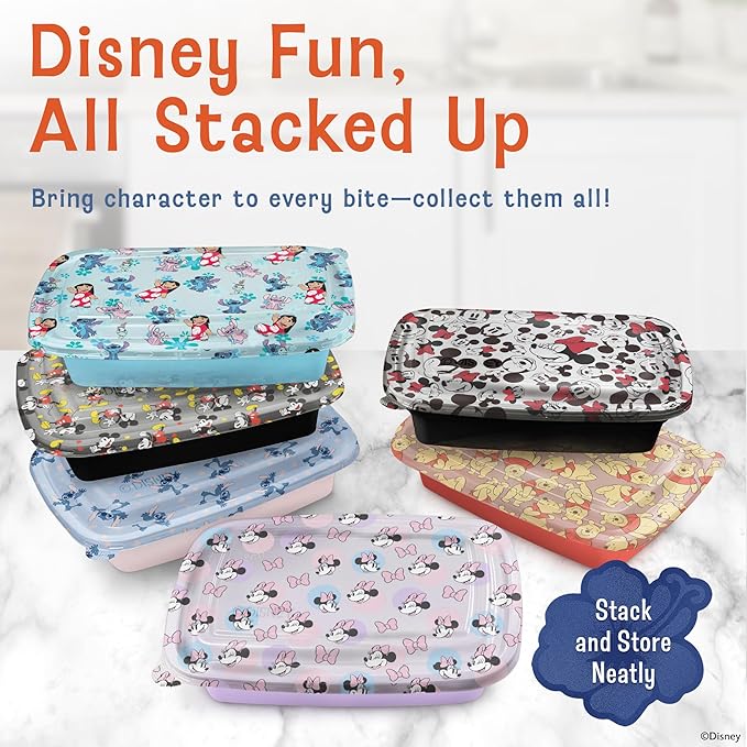 Best Brands Disney Meal Prep Containers - 20-Piece Reusable Food Containers with Lids - Freezer, Microwave & Dishwasher Safe - Featuring Mickey & Minnie, Lilo & Stitch - 33.8 Oz To Go Food Containers
