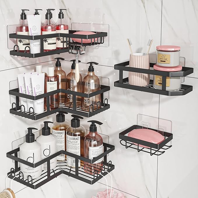 Youvip Corner Shower Caddy-No Drilling Shelves Wall Mounted, Black