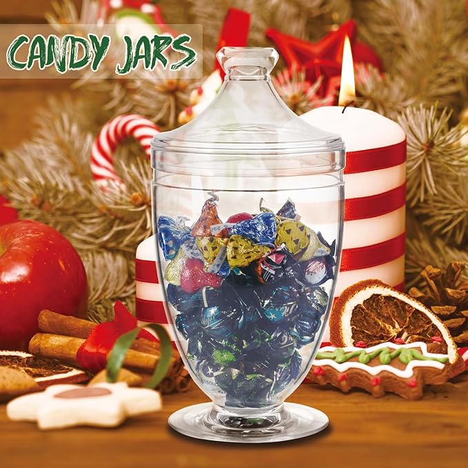 Acrylic Apothecary Jars with Lids, 3-Piece Vanity Organizer Canisters, Storage Container Jars for Bathroom, Laundry Room, Kitchen, Candy Buffet