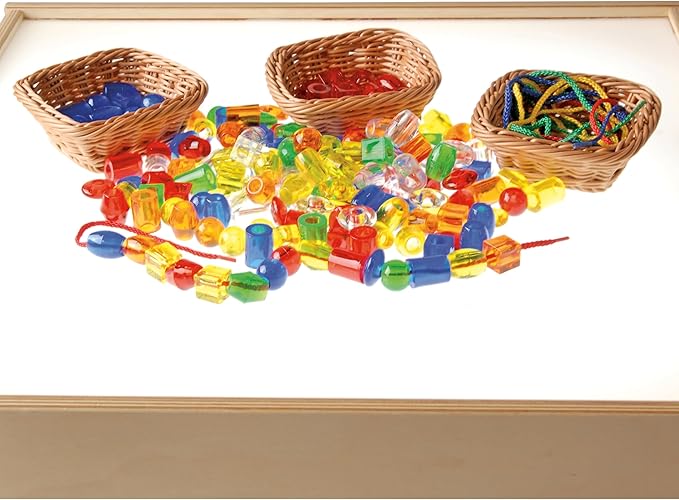 Constructive Playthings Set of Six 5" Square Plastic Woven Baskets for Storage or Sorting