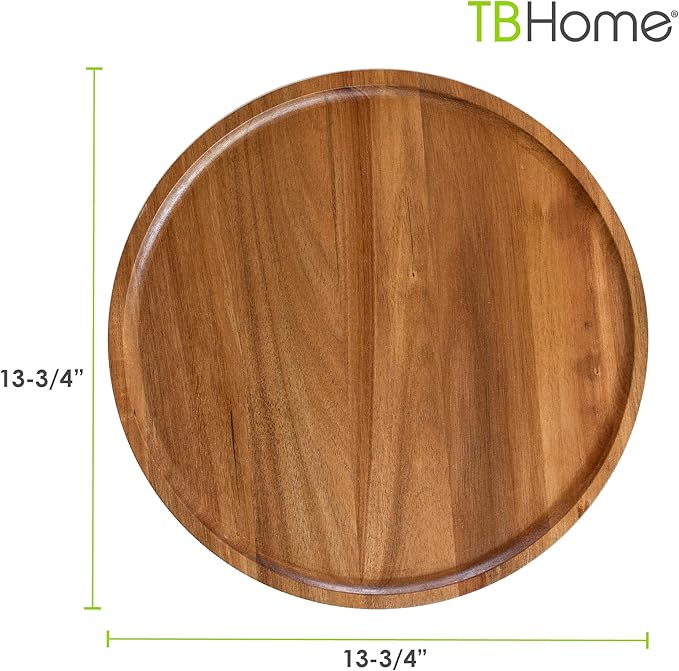 TB Home Acacia Wood Lazy Susan Organizer Kitchen Turntable for Cabinet, Table, Pantry or Countertop