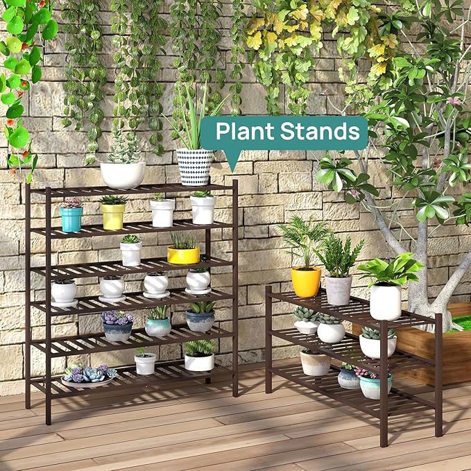 viewcare Long Shoe Rack, Bamboo Wood Shoe Rack for Closet, Entryway & Hallway, 3-Tier Stackable Shoe Shelf