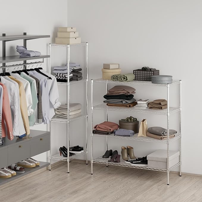 21" Deep x 48" Wide x 54" Height Wire Shelving Kit | 4-Tier | NSF Commercial Storage Rack Unit