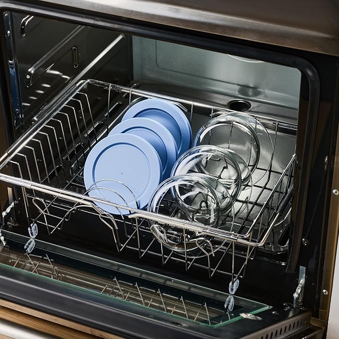 6-Piece Glass Food Storage Containers Set (3 Containers + 3 BPA-Free Lids) | 2-Cup, Leakproof | Microwave, Freezer, Oven & Dishwasher Safe | Ideal for Meal Prep & Pantry Organization, Lavender Blue