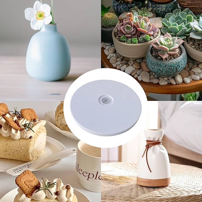 6" Small Lazy Susan Turntable Organizer Revolving Display Base, White Acrylic Ball Bearing Rotating Tray for Spice Rack Table Cake Kitchen Pantry Decorating, 40 lb Load, 360° Smooth Rotation