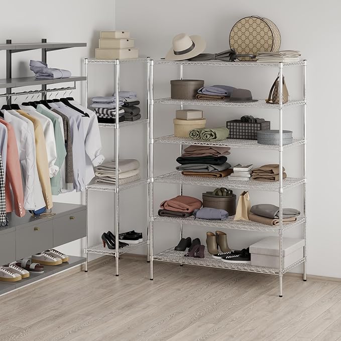24" Deep x 48" Wide x 74" Height Wire Shelving Kit | 6-Tier | NSF Commercial Storage Rack Unit