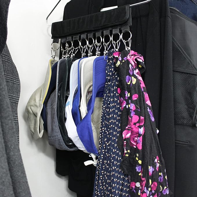 LAMINET Hanger Hat Rack Organizer Hats, Purses, and other items for up to 10 items Easy Assembly Fits any Standard Hanger