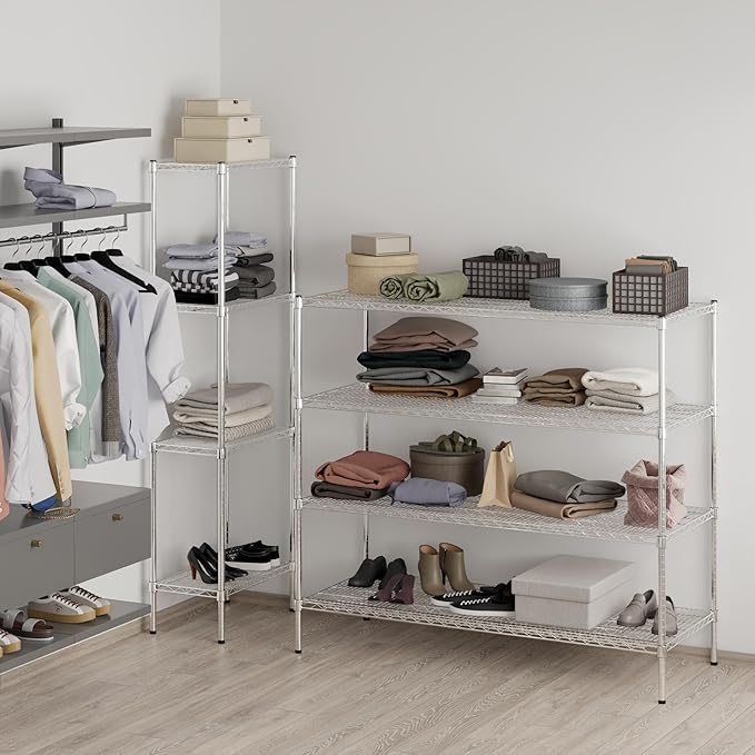 24" Deep x 60" Wide x 54" Height Wire Shelving Kit | 4-Tier | NSF Commercial Storage Rack Unit
