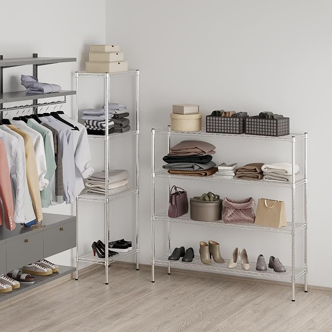 14" Deep x 54" Wide x 54" Height Wire Shelving Kit | 4-Tier | NSF Commercial Storage Rack Unit
