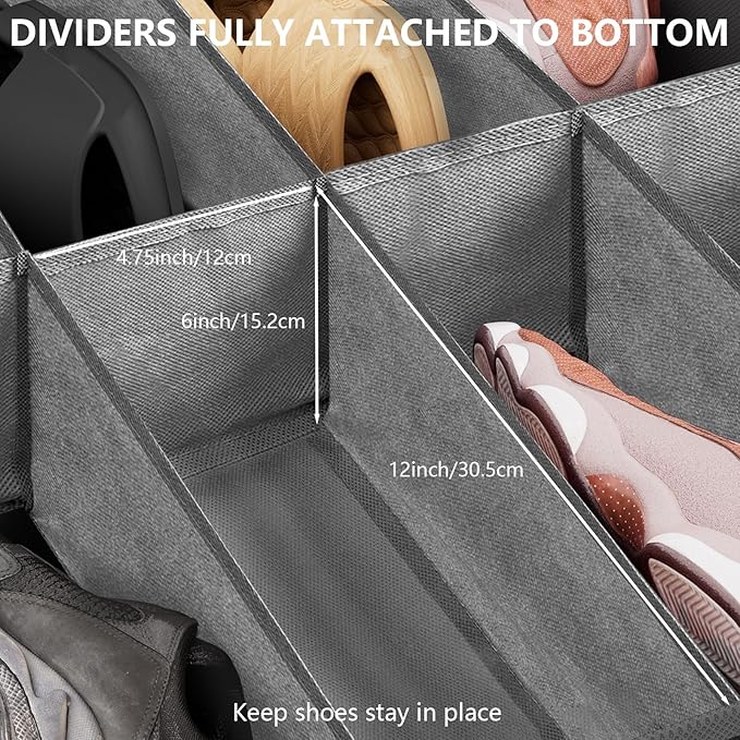 homyfort 32 Pairs Shoe Organizer Under Bed, Underbed Shoe Storage Boxes Bins, Organizador De Zapatos, Extra Large Zapateras Organizer, Black, Set of 2
