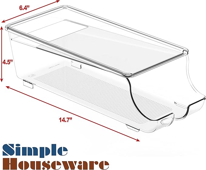 Simple Houseware 2-Pack Auto-Rolling Beverage Can Organizer for Fridge, Clear Front-Loading Soda Dispenser with Smooth Glide Design, Space-Saving Refrigerator Storage Bins