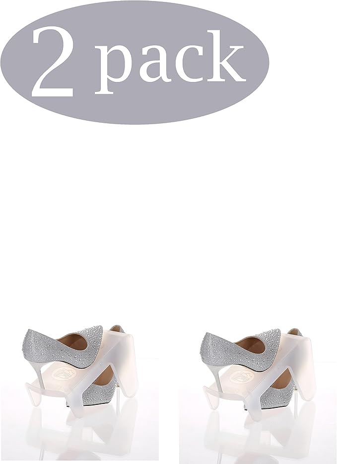 YBM Home Double Shoe Storage Slots Organizer for Closet, Shoe Holder Space Saving Design, Single Unit, 2161-2 Frosty White