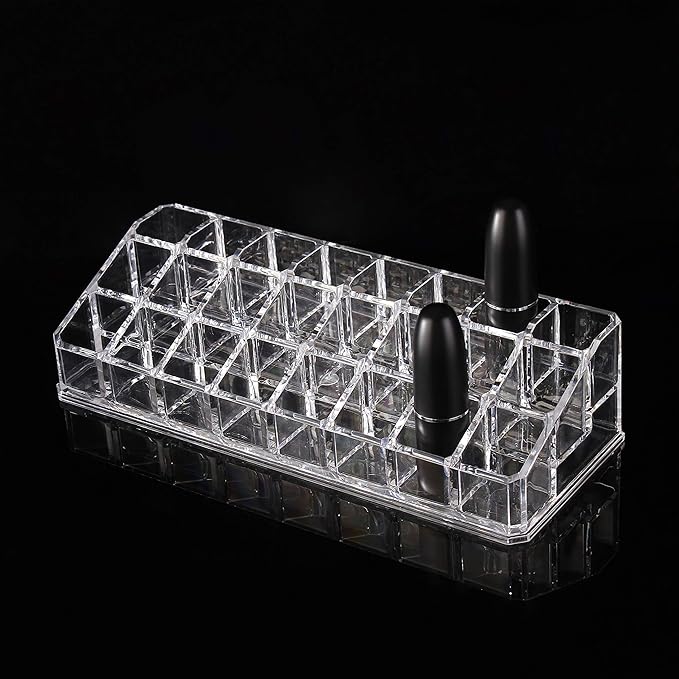 Clear Acrylic Lipstick Organizer for Cosmetic Make Up Holder Crystal 24 Sections A Style