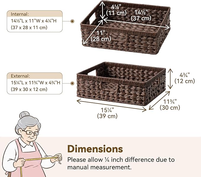 GRANNY SAYS Wicker Storage Baskets for Shelves, Wicker Basket for Organizing, Decorative Basket, Woven Baskets for Pantry Storage, Brown, 1-Pack
