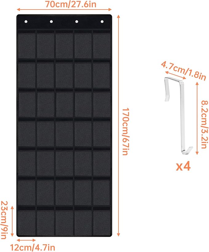 NiHome Multi-Functional 35 Pockets Door Hanging Organizer Fit for Stanley Tumbler in Kitchen, Pantry, Bedroom, Bathroom, Large Capacity Elastic Mesh Secure Storage Cup Holder, Foldable for Home and RV