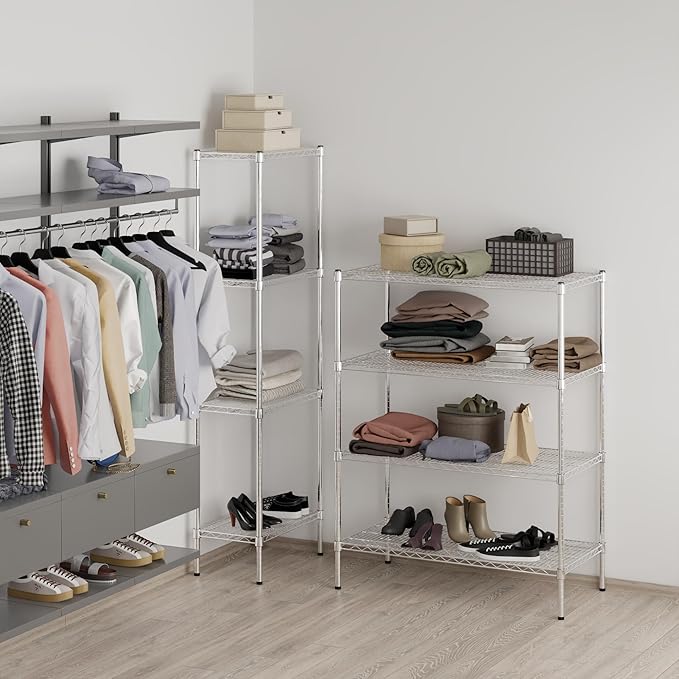 21" Deep x 42" Wide x 54" Height Wire Shelving Kit | 4-Tier | NSF Commercial Storage Rack Unit