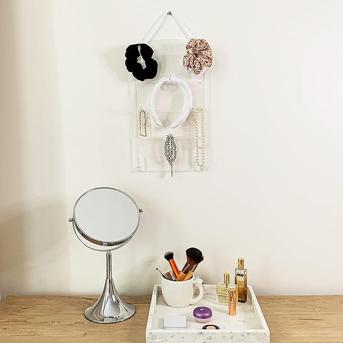 FROG SAC Jewelry Organizer, Clear Acrylic Bracelet and Necklace Holder, Headband Storage Organization, Hair Scrunchie Stand for Room, Wall Mounted Hanging Organizers, Bedroom Vanity Ring Display