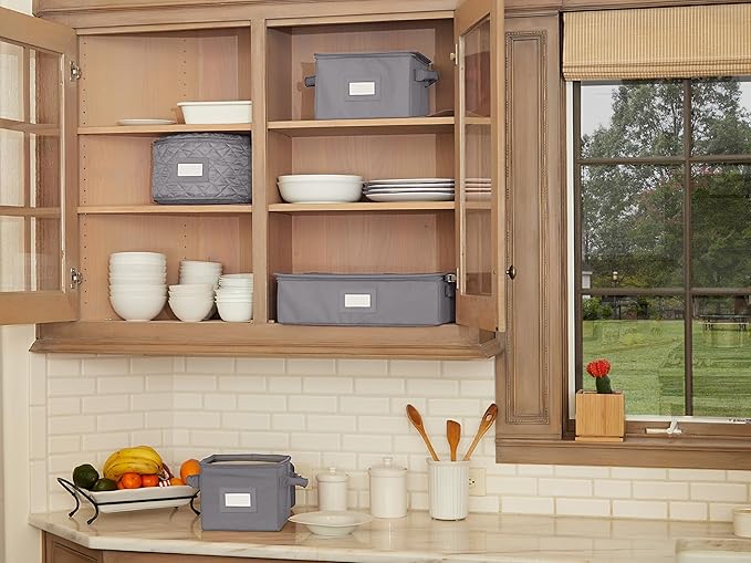 Covermates Platter Storage Box – Serveware & China Storage Container with Dual Zippers, ID Window, Reinforced Handles & Structured Walls for Platter, Dish & Serving Tray Protection, Graphite