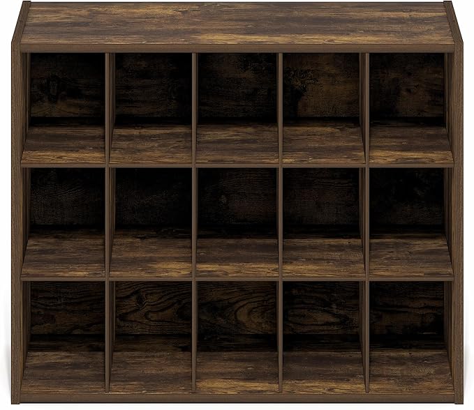 Furinno FANO Shoe Rack, 15-Cube Shoe Organizer, Stackable Shoe Storage, 11.4 x 24.2 x 19.3, for Closet Entryway, Office, Garage, Amber Pine