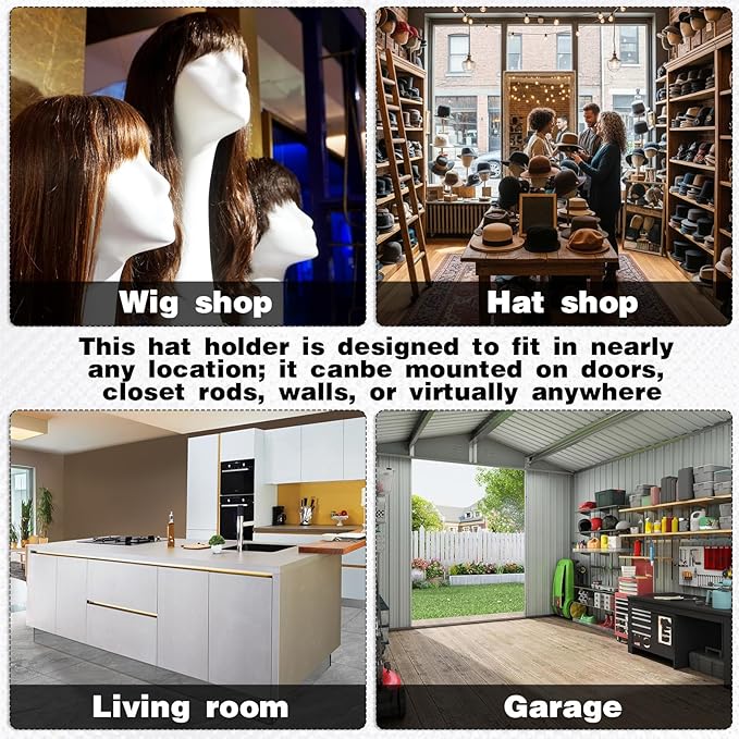 8 Pcs Cowboy Hat Rack for Wall, Black Metal Cowboy Hat Holder Reusable Wall-Mounted Metal Hats Hooks with Screws for Fedora, Cap, Wide Brim Hats for Home, Shop