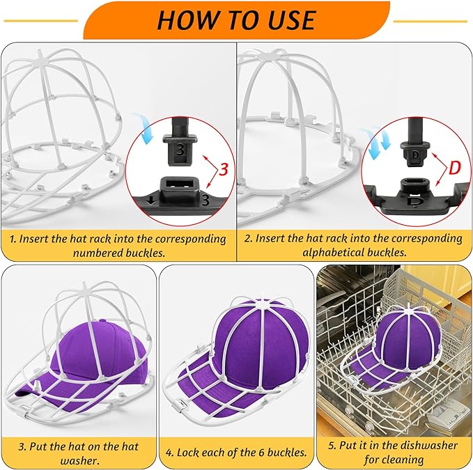 2 Pack Hat Washer for Washing Machine, Cap Washing Protector Holder Fit for Adult and Kid's Ball Caps