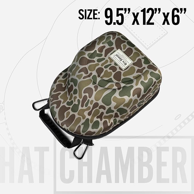 6th Sense Hat Chamber Case – Hard Shell Hat Carrier – Travel Storage Organizer for Structured Baseball Caps - Room for up to 8 Items (Retro 1974)