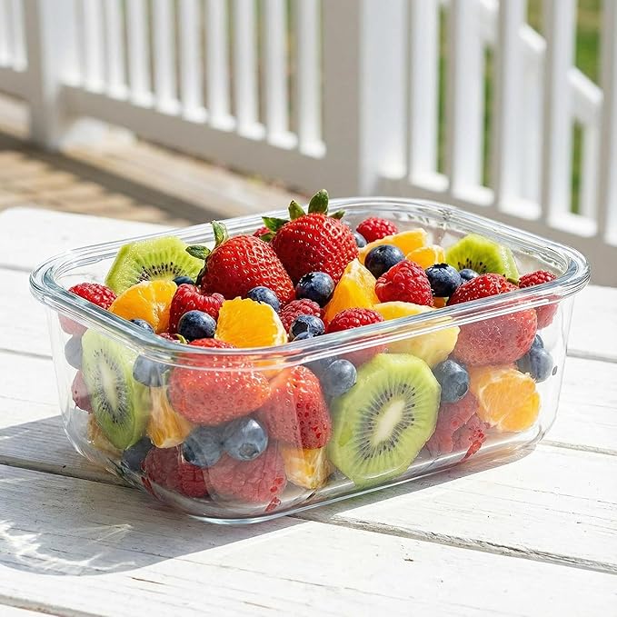 2 Pack 63oz Large Glass Storage Containers with Lids Big Meal Prep Food Container Set for Storing food, vegetables or fruits, BPA Free, Freezer Dishwasher Oven Safe (gray)