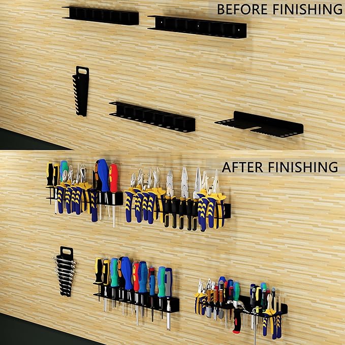 Screwdriver Organizer, Pliers Rack, Hammer Holder, Heavy Duty Wall Mounted Tool Storage Rack, Hand Tools Organizer, Metal Organizer for Garage Workshop, Garage Tool Organizer Wall Mount,15.75 Inch