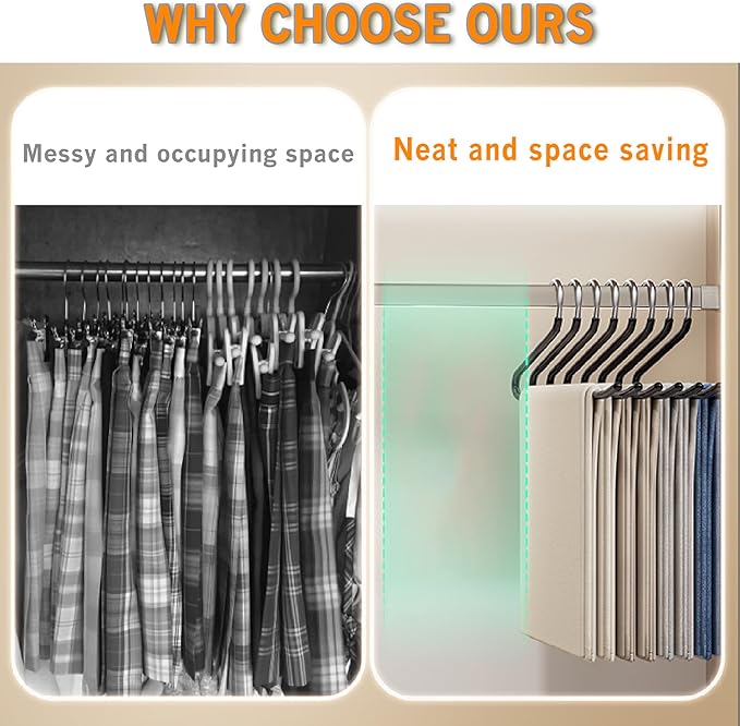 Alise Pants Hangers,Open-Ended Metal Pant Hanger10 Pack Non Slip Pant and Jean Hanger for Closet Space Saving Clothes Hanger,Versatile Hangers for Heavy Pants, Jeans, Trousers, Scarf,White