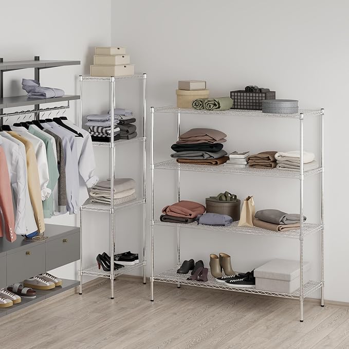 21" Deep x 54" Wide x 64" Height Wire Shelving Kit | 4-Tier | NSF Commercial Storage Rack Unit